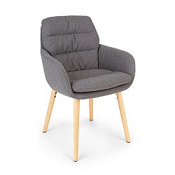 Besoa Doug, čalouněná stolička, pěnová výplň, polyester, dřevěné nohy, tmavě šedá
