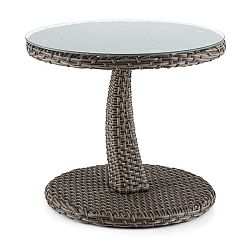 Blumfeldt Tabula, odkládací stolek, 50 cm, sklo, polyratan, hliník, dvoubarevný antracit
