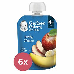 6x GERBER Natural kapsička banán a jablko 90 g