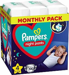PAMPERS Night Pants Kalhotky plenkové jednorázové 4 (9-15 kg) 100 ks - MĚSÍČNÍ ZÁSOBA