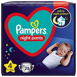 PAMPERS Night Pants Kalhotky plenkové jednorázové 4 (9-15 kg) 25 ks